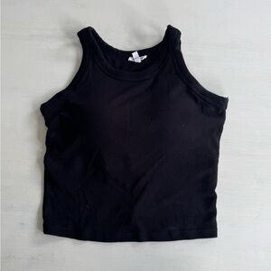 Black Ribbed Tank Crop Top